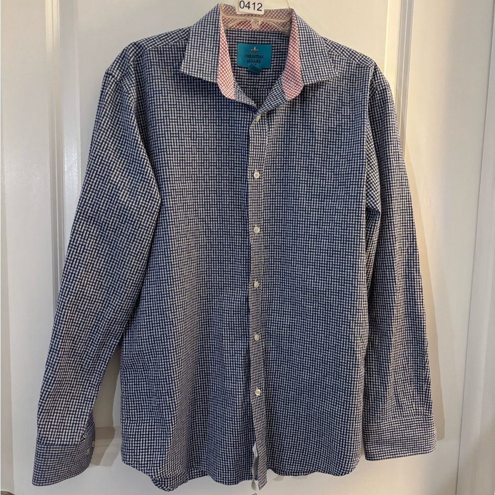 Mens Christian Aujard Classic Check Men's Shirt Sz L NWOT